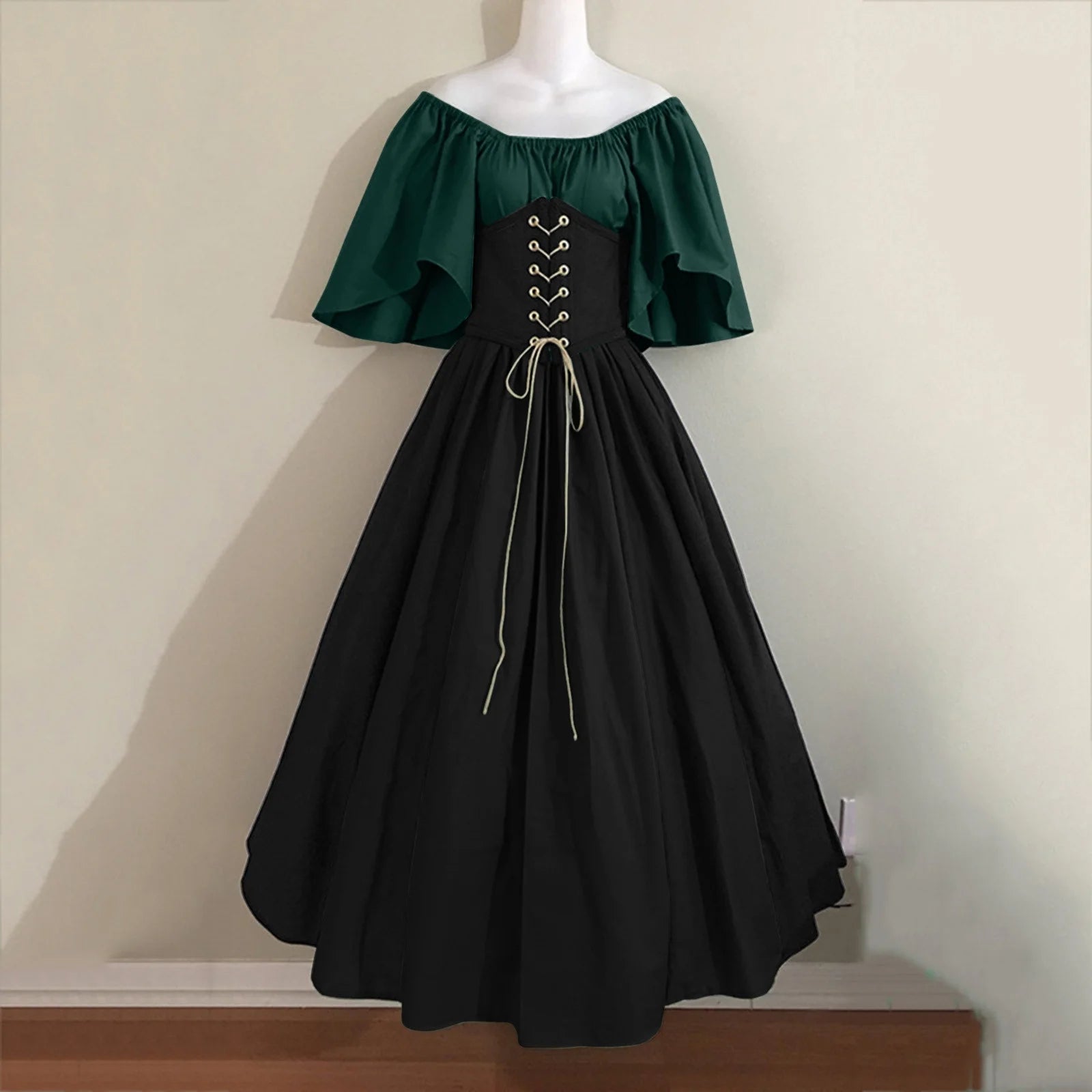 Women Vintage Corset Dress Solid Color Corset Midi Dress Winter plus Size Dress Fit and Flare Cocktail Dress Lace up Midi Dress Gothic Black Dress