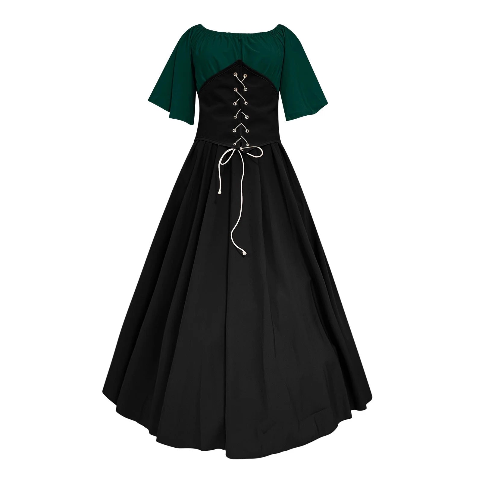 Women Vintage Corset Dress Solid Color Corset Midi Dress Winter plus Size Dress Fit and Flare Cocktail Dress Lace up Midi Dress Gothic Black Dress