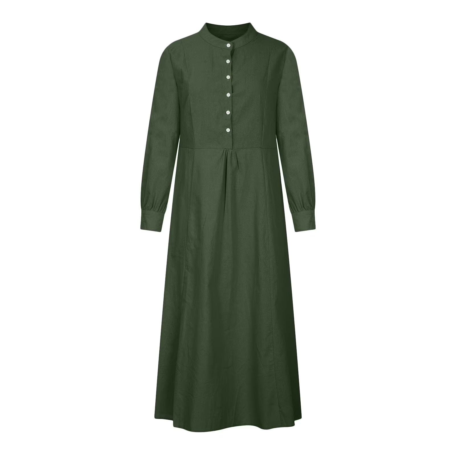 Womens Dresses Long Sleeve Women'S Fashion round Neck Loose Long Sleeve Solid Ankle-Length Dress Long Dress