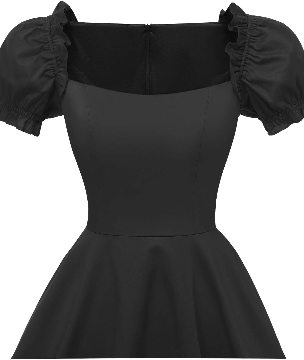 Women'S Puff Short Sleeve 1950S Party Dresses Square Neck Aline Dress with Pockets