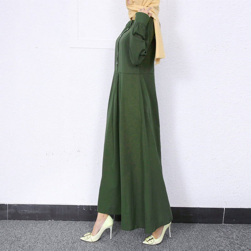 Womens Dresses Long Sleeve Women'S Fashion round Neck Loose Long Sleeve Solid Ankle-Length Dress Long Dress