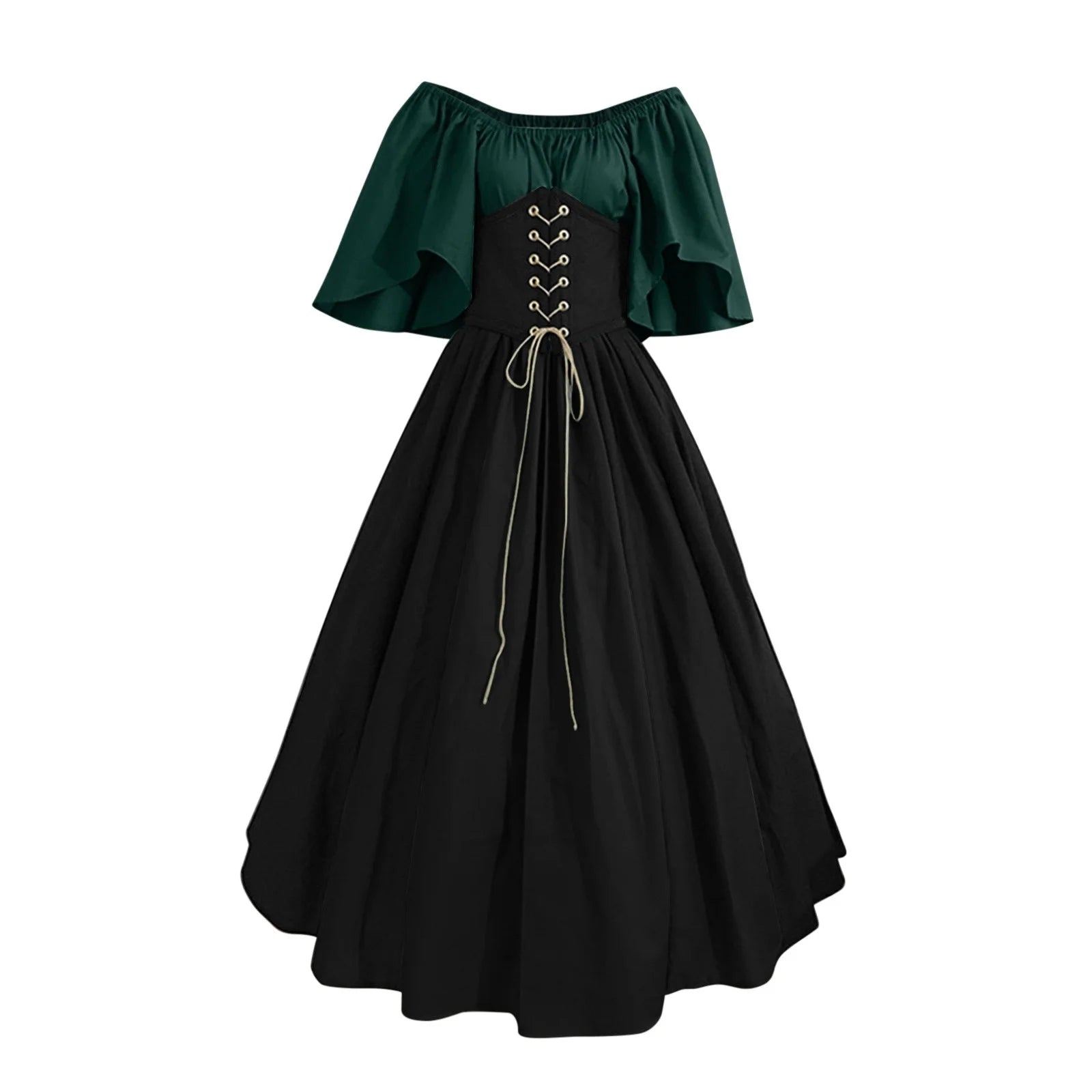 Women Vintage Corset Dress Solid Color Corset Midi Dress Winter plus Size Dress Fit and Flare Cocktail Dress Lace up Midi Dress Gothic Black Dress