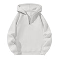 Men'S Quarter Zip Hoodies Zip up Solid Color Hoodie Long Sleeve Drop Shoulder Sweatshirt Casual Pullover White XL