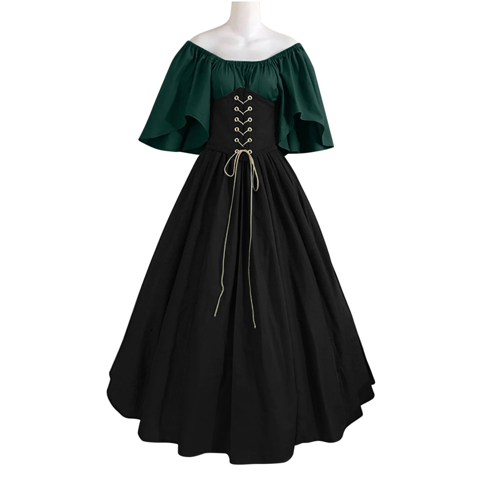 Women Vintage Corset Dress Solid Color Corset Midi Dress Winter plus Size Dress Fit and Flare Cocktail Dress Lace up Midi Dress Gothic Black Dress