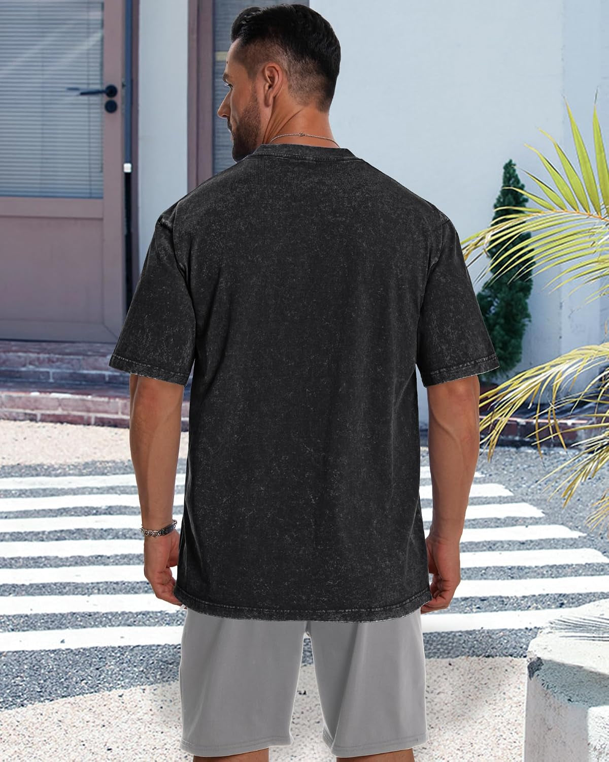 Oversized Tshirts for Men Short Sleeve Vintage Washed Basic Loose Tees
